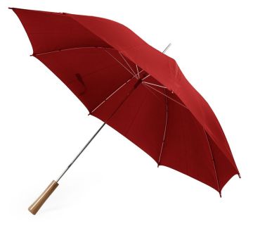 Зонт-трость противоштормовой механический красный, полиэстер