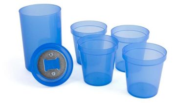 Набор стаканов с открывалкой синий, пластик