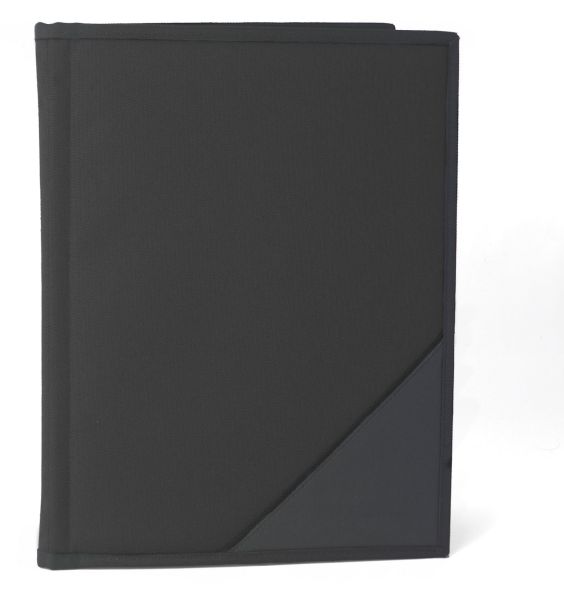 Папка A4 с блоком чёрная, полиэстер 600D и кожезаменитель