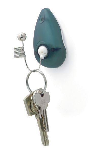 Самоклеющийся крючок-подставка для ручки, памяток, ключей  синий, пластик